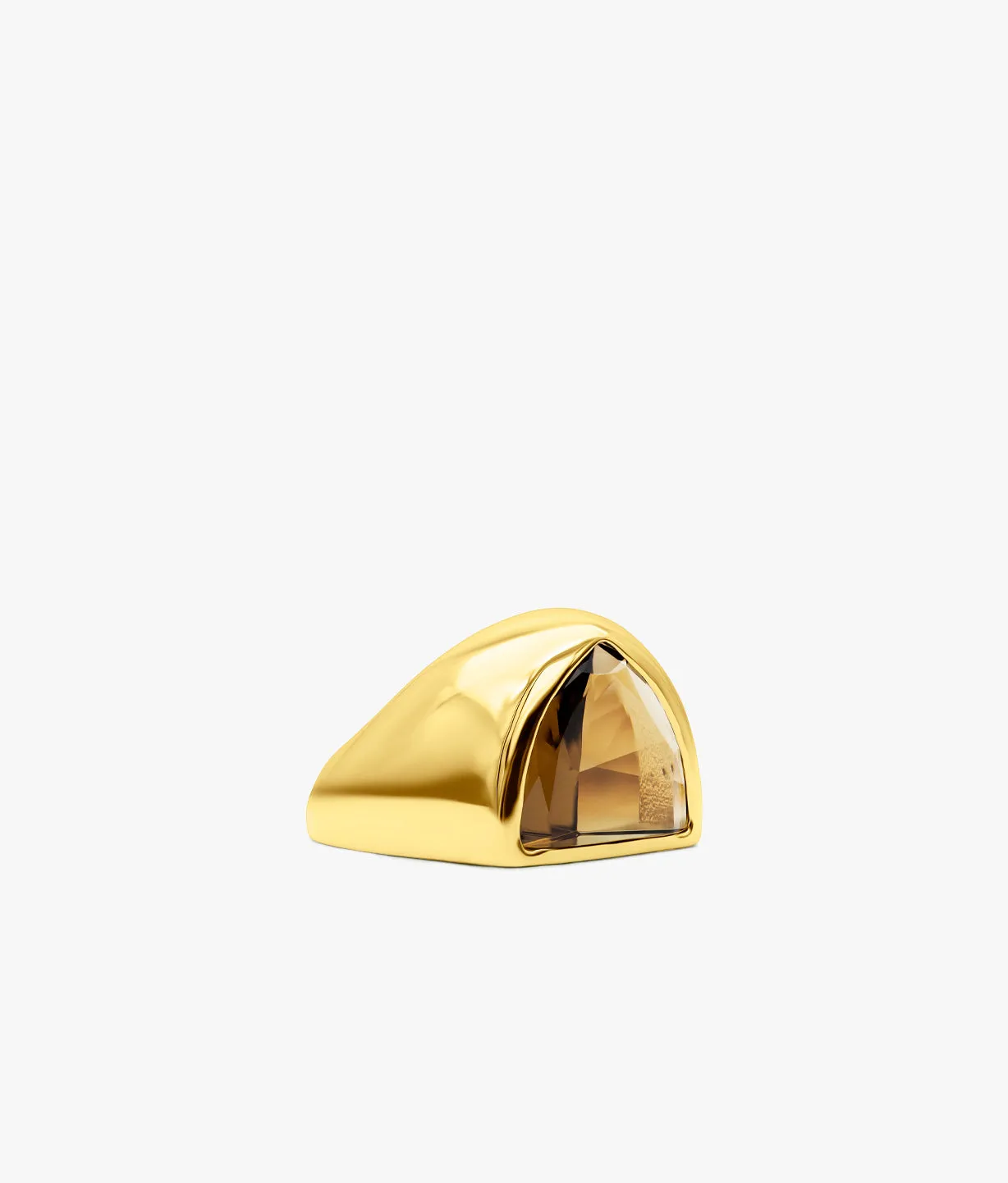 Half Cut Smoky Quartz Signet Ring