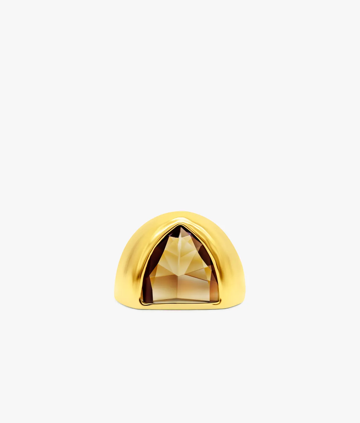 Half Cut Smoky Quartz Signet Ring