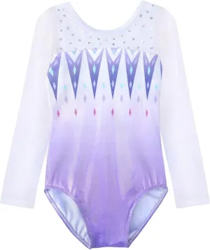 HOZIY Leotards for Girls Gymnastics Kids Children Biketard Snowflake Ribbon Blue Purple Hot Pink Sparkle