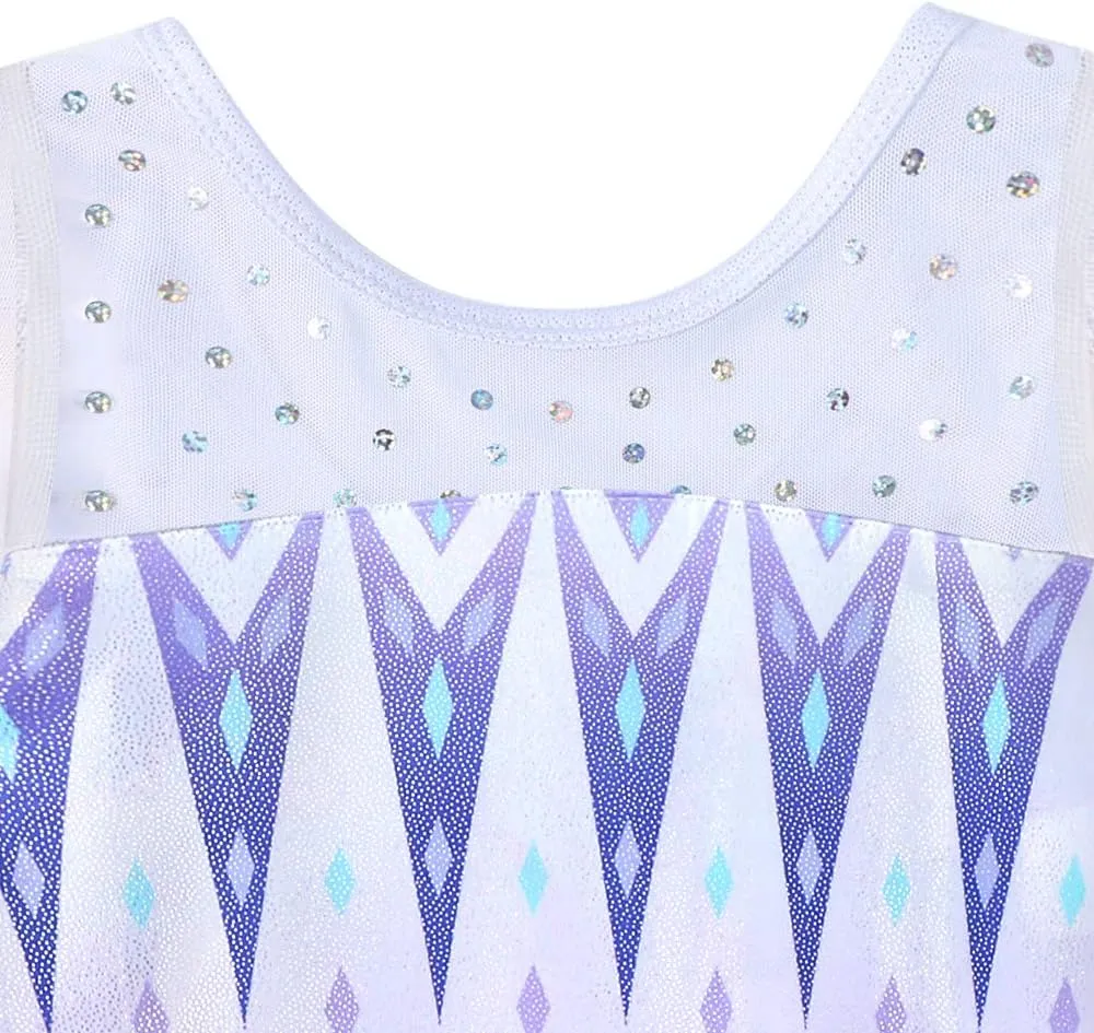 HOZIY Leotards for Girls Gymnastics Kids Children Biketard Snowflake Ribbon Blue Purple Hot Pink Sparkle