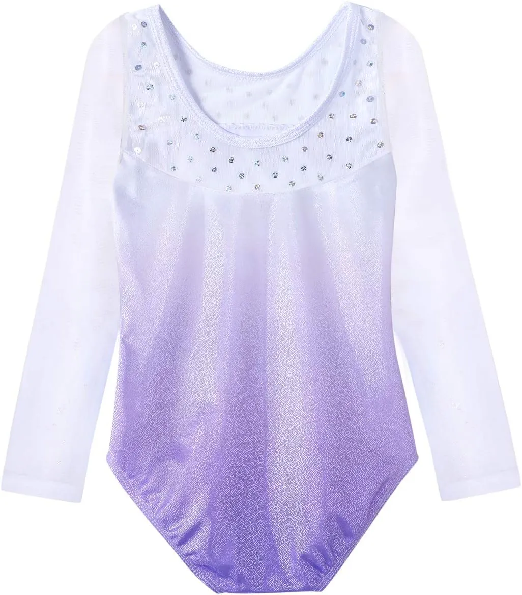 HOZIY Leotards for Girls Gymnastics Kids Children Biketard Snowflake Ribbon Blue Purple Hot Pink Sparkle