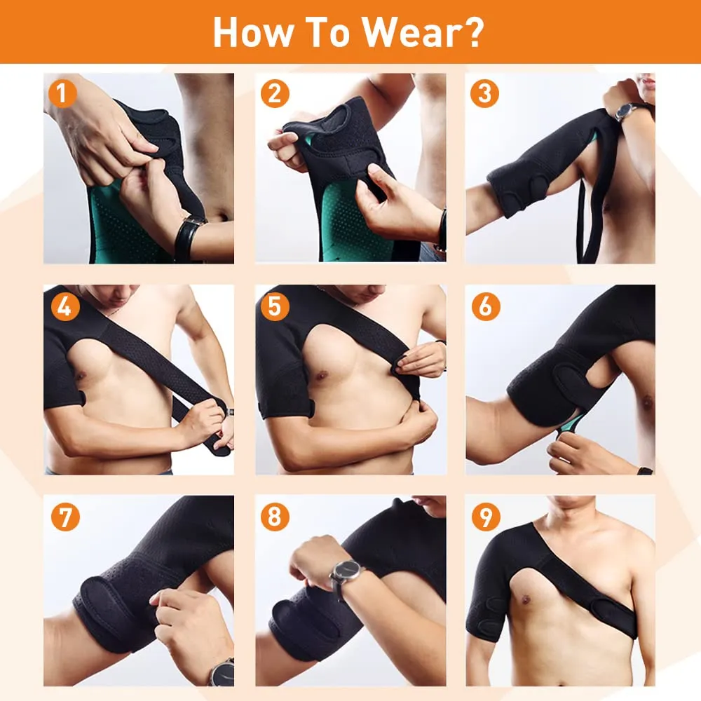 Hueglo Right Shoulder Brace for Women Men Rotator Cuff,Adjustable Shoulder Support for Shoulder Pain ReliefDislocated AC Joint,Labrum Tear,Sprain,Soreness,Bursitis, Tendinitis,Shoulder Support Strap