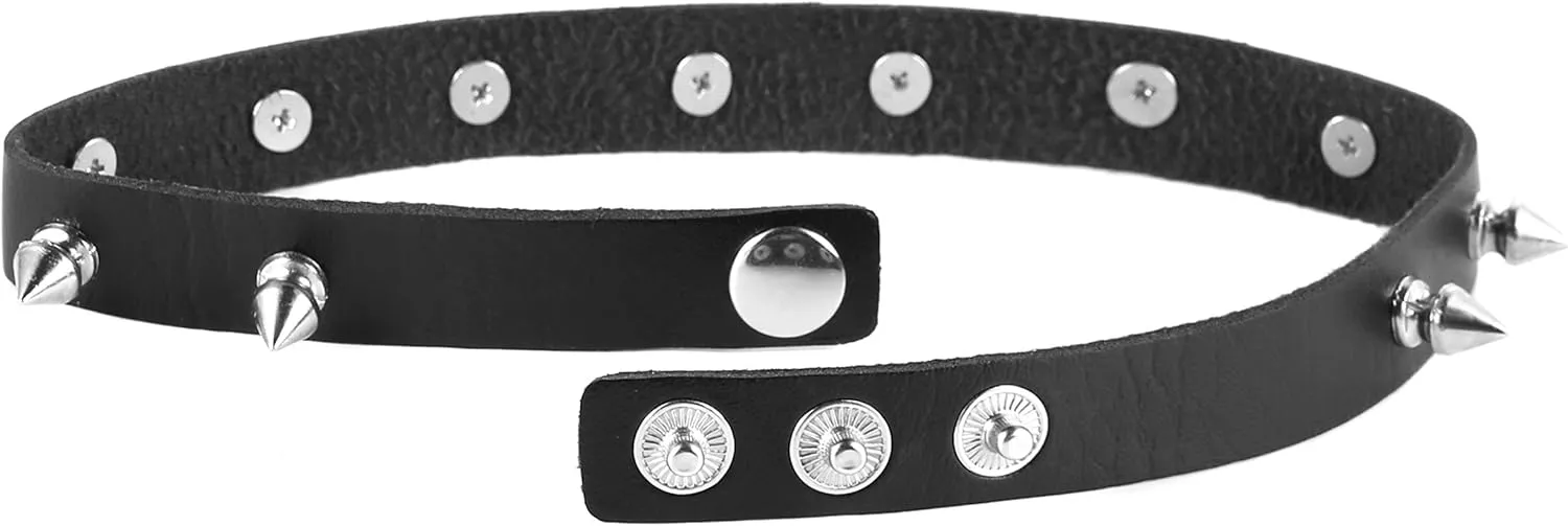 HZMAN Fashion Women Men Cool Punk Goth Metal Spike Studded Link Leather Collar Choker Necklace