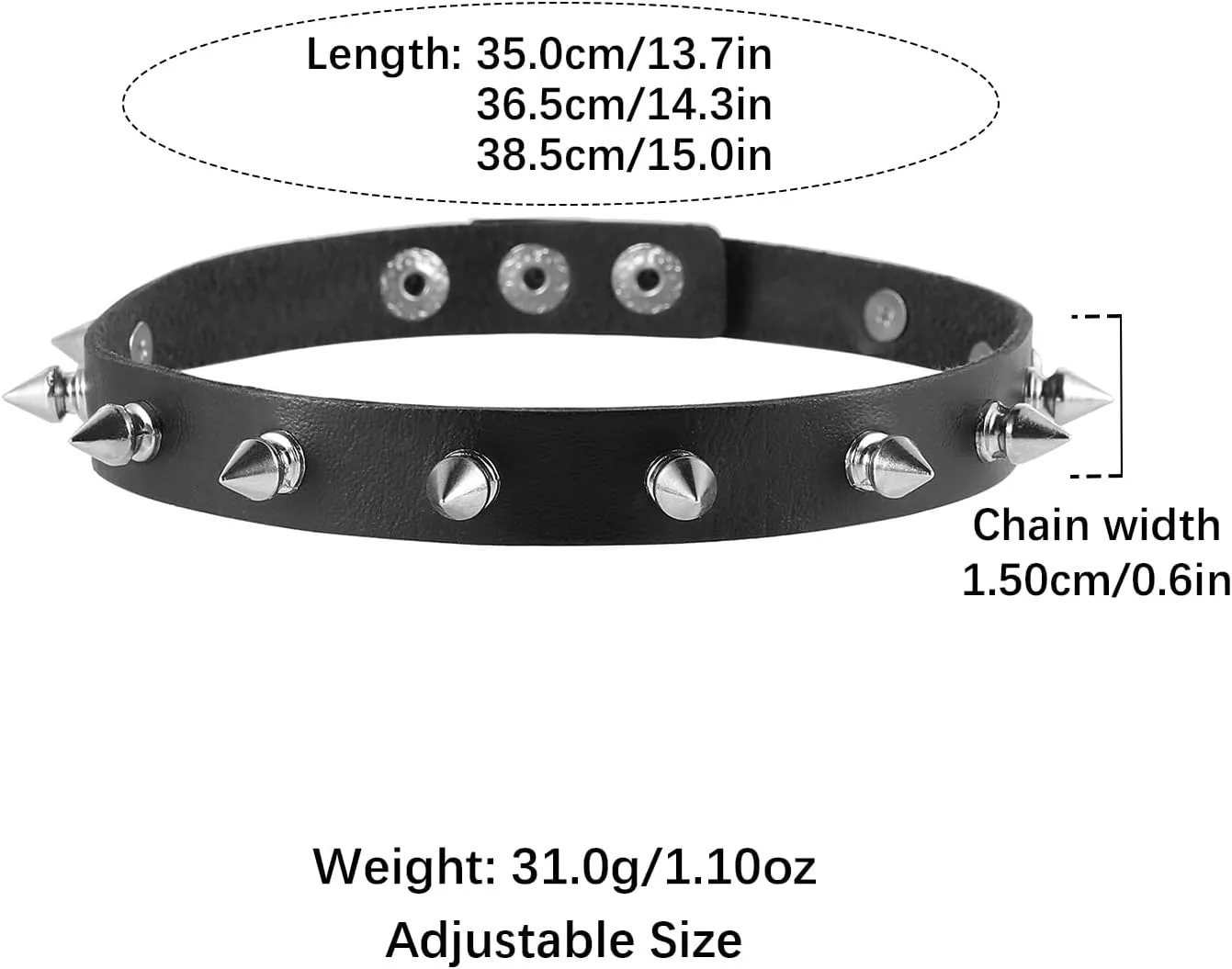 HZMAN Fashion Women Men Cool Punk Goth Metal Spike Studded Link Leather Collar Choker Necklace