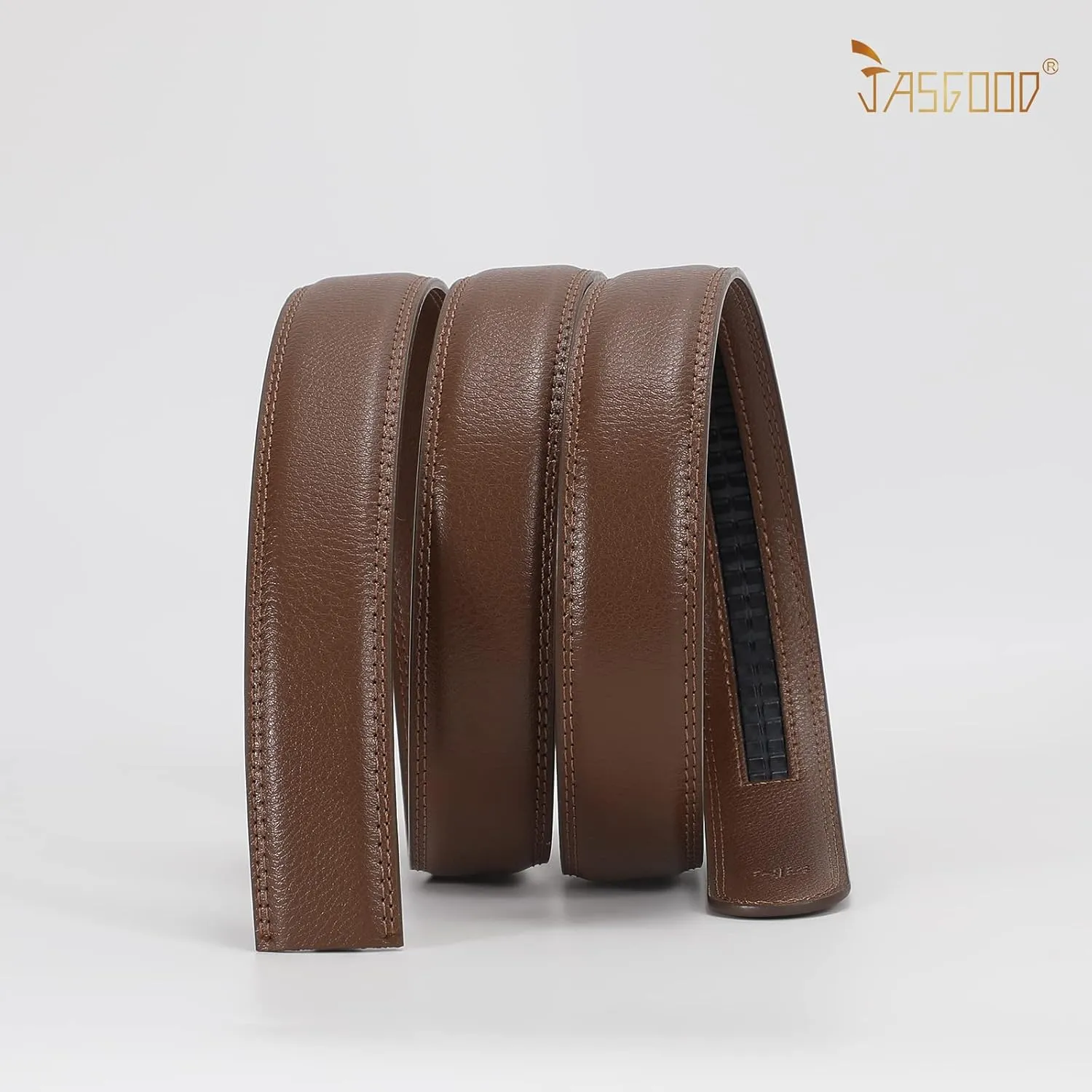 JASGOOD Ratchet Belt Replacement Strap 1 1/8", Leather Belt Strap for 35MM Slide Click Buckle