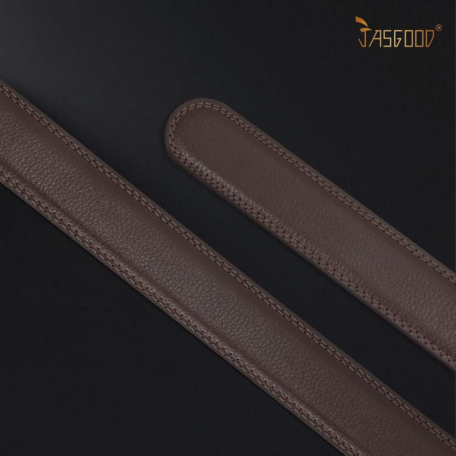 JASGOOD Ratchet Belt Replacement Strap 1 1/8", Leather Belt Strap for 35MM Slide Click Buckle