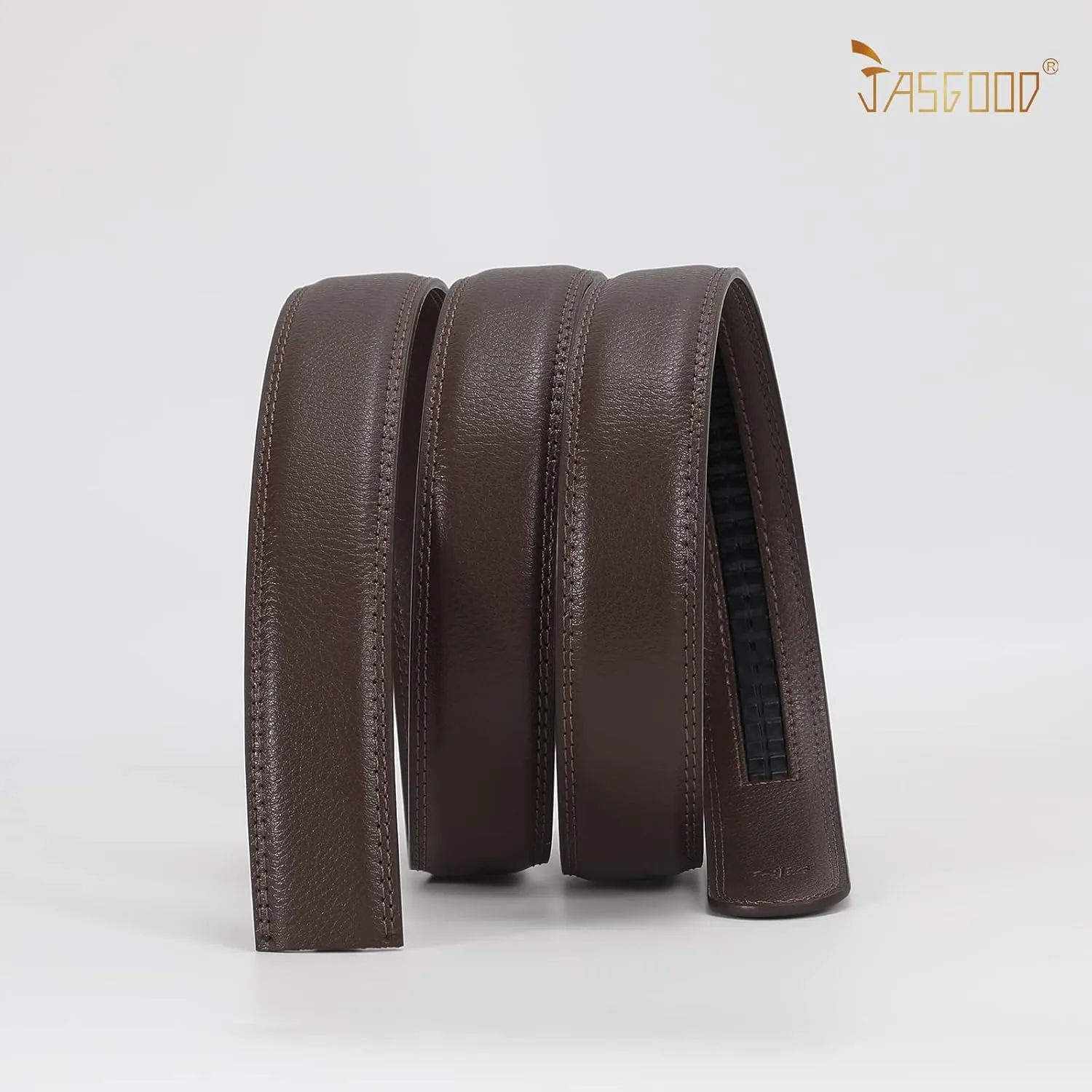 JASGOOD Ratchet Belt Replacement Strap 1 1/8", Leather Belt Strap for 35MM Slide Click Buckle