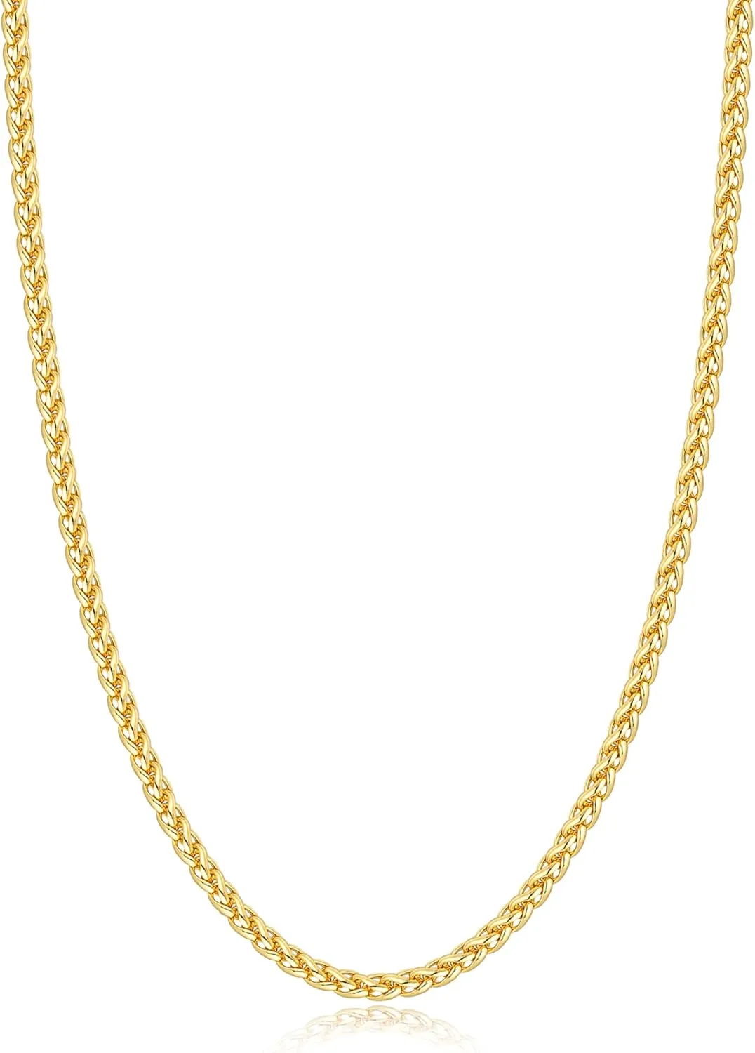 Jewlpire Italian Silver Wheat Chain/14k Gold Chain Necklace for Men, 2.5mm 3mm Chains for Men, Stainless Steel Necklace Chains for Men and Women, Mens Chain Necklace 16 18 20 22 24 26 Inch