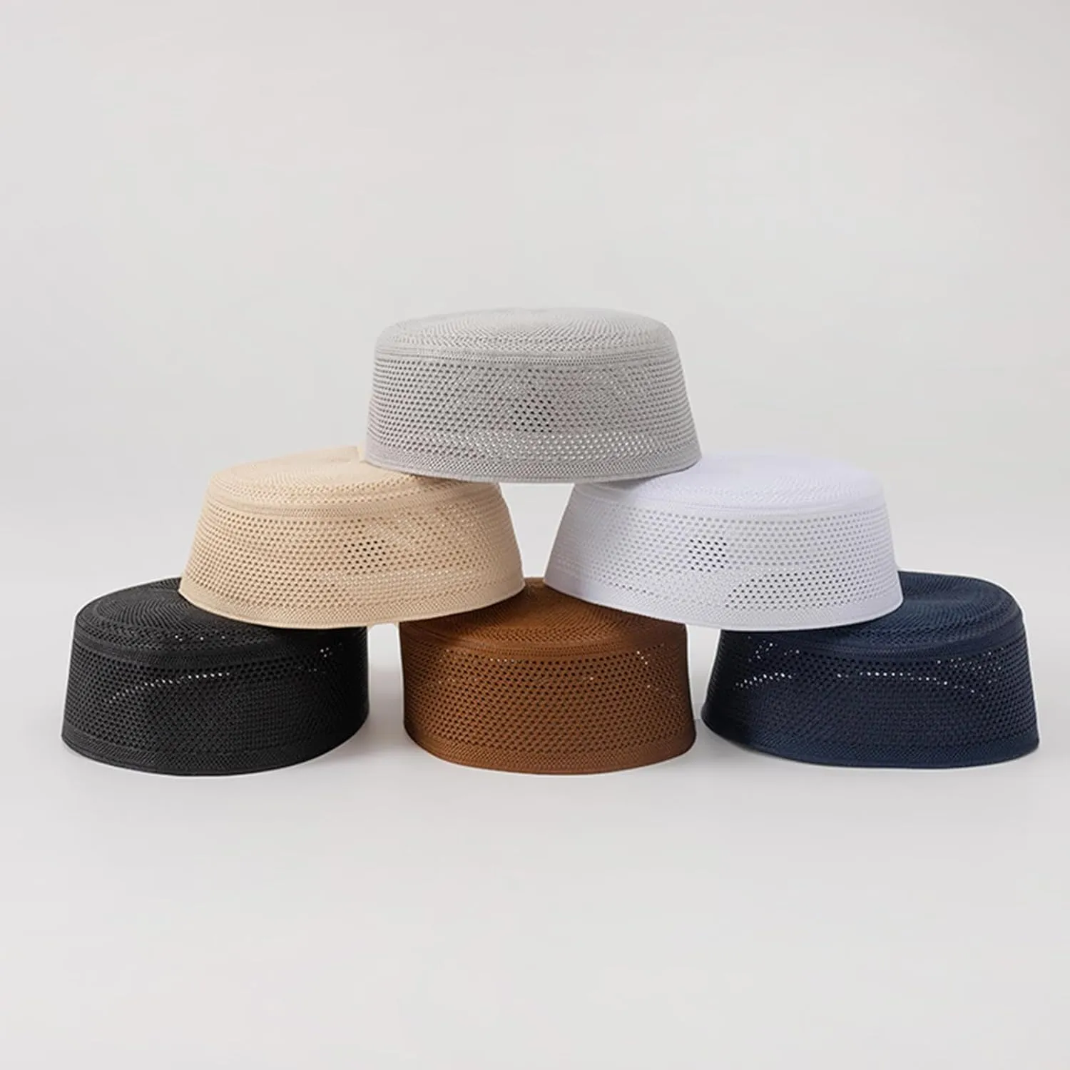 Knitted Cotton Turban Hat for Men Breathable Kufi Prayer Hat Ramazan Hijabs Caps Arabian Skull Hat