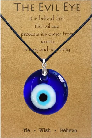 Long tiantian Evil Eye Necklace for Women Men Protection Necklaces Leather Rope Glass Evil Eye Pendant Neckaces Inspirational Jewelry for Women Trendy Lucky Amulet Necklace Gifts for Friends