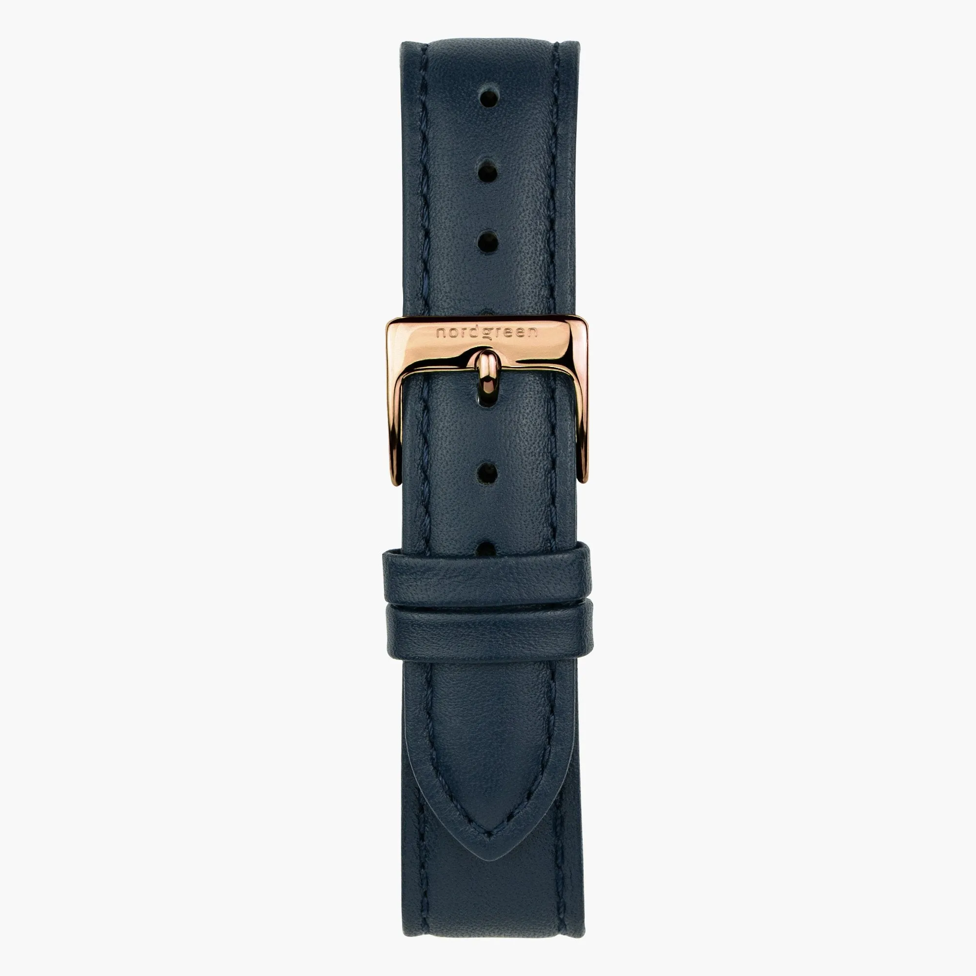 Navy Blue Leather Watch Strap - Rose Gold - 32mm