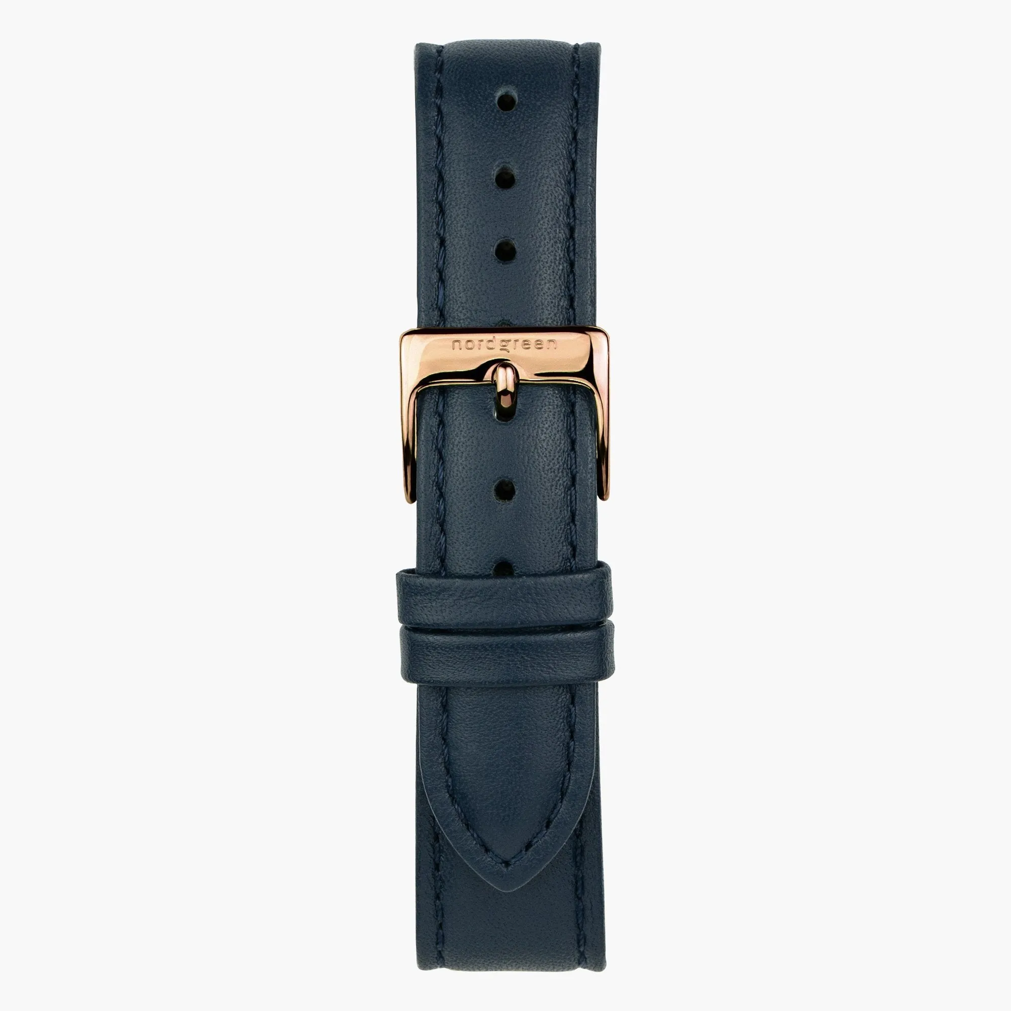 Navy Blue Leather Watch Strap - Rose Gold - 36mm
