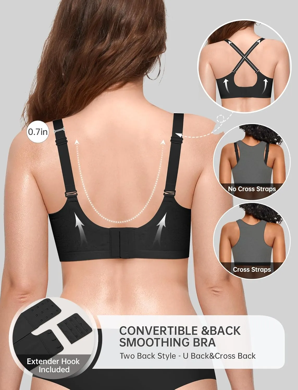OEAK Women Bras No Underwire Scalloped Push Up Buttery Soft Tshirt Bra Seamless Full Coverage Convertible Everyday Bra
