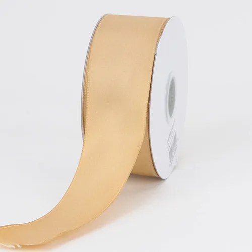 Old Gold - Satin Ribbon Wired Edge - ( W: 1-1/2 Inch | L: 25 Yards )