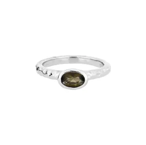 Oval Smoky Quartz Textured Stacking Ring