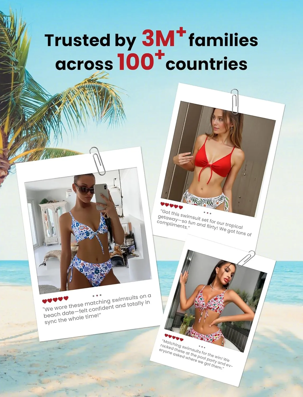 PATPAT Matching Hawaiian Swimsuits for Couples Two Piece Bikini Sets or Swim Trunks Summer Beach Vacation Swimwear