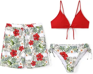 PATPAT Matching Hawaiian Swimsuits for Couples Two Piece Bikini Sets or Swim Trunks Summer Beach Vacation Swimwear