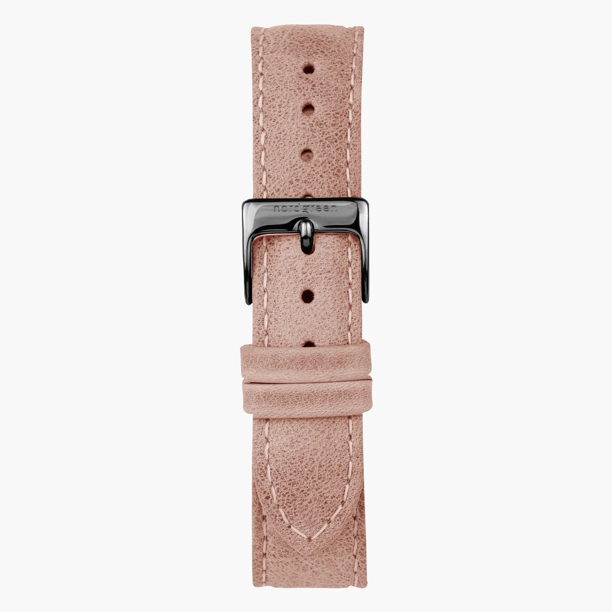 Pink Leather Watch Strap - Gun Metal - 36mm