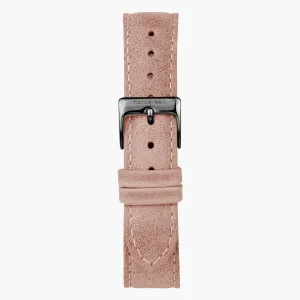 Pink Leather Watch Strap - Gun Metal - 36mm
