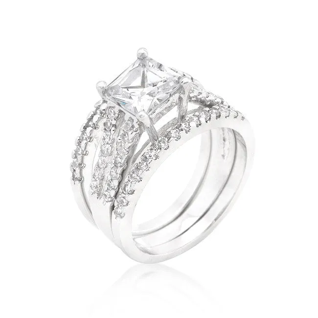 Princess Cut Triple Bridal Set