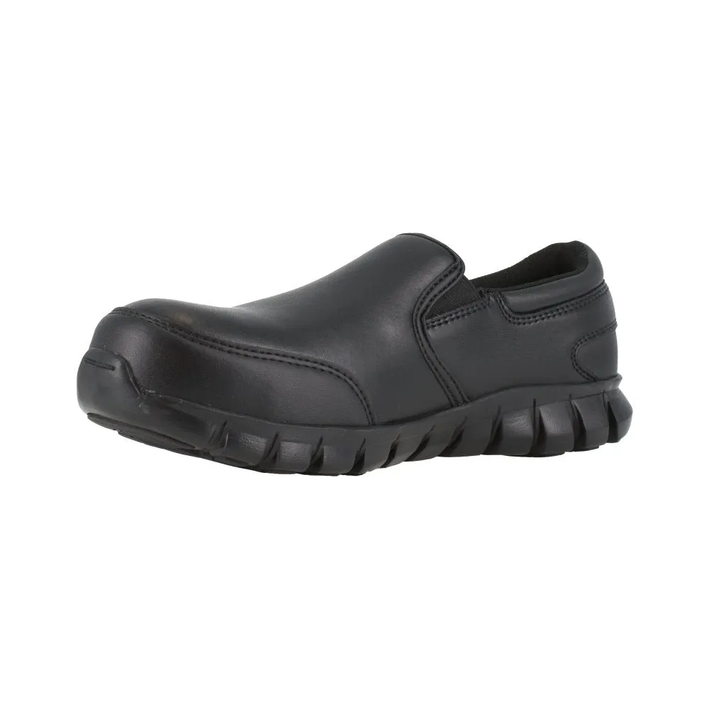 Reebok Women's Sublite Cushion Athletic Work Slip-on Composite Toe Rb036 In Black