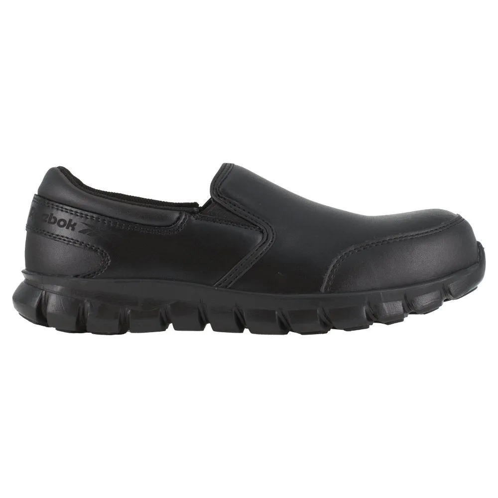 Reebok Women's Sublite Cushion Athletic Work Slip-on Composite Toe Rb036 In Black