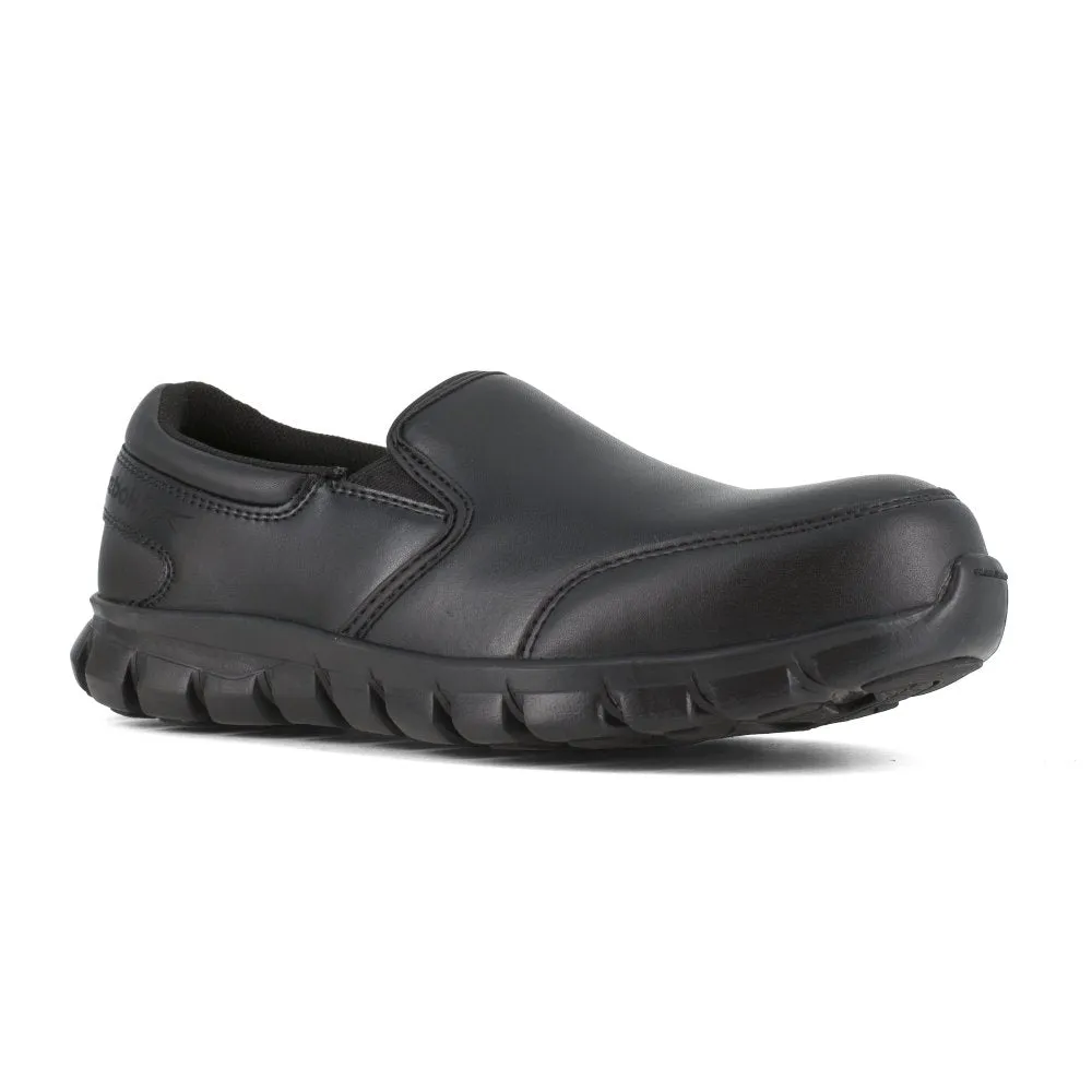Reebok Women's Sublite Cushion Athletic Work Slip-on Composite Toe Rb036 In Black