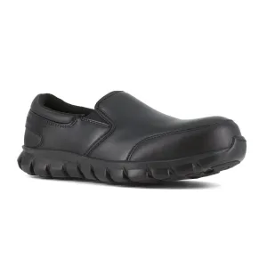Reebok Women's Sublite Cushion Athletic Work Slip-on Composite Toe Rb036 In Black