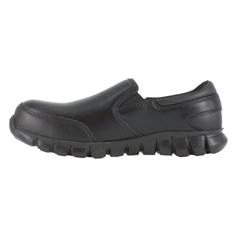Reebok Women's Sublite Cushion Athletic Work Slip-on Composite Toe Rb036 In Black