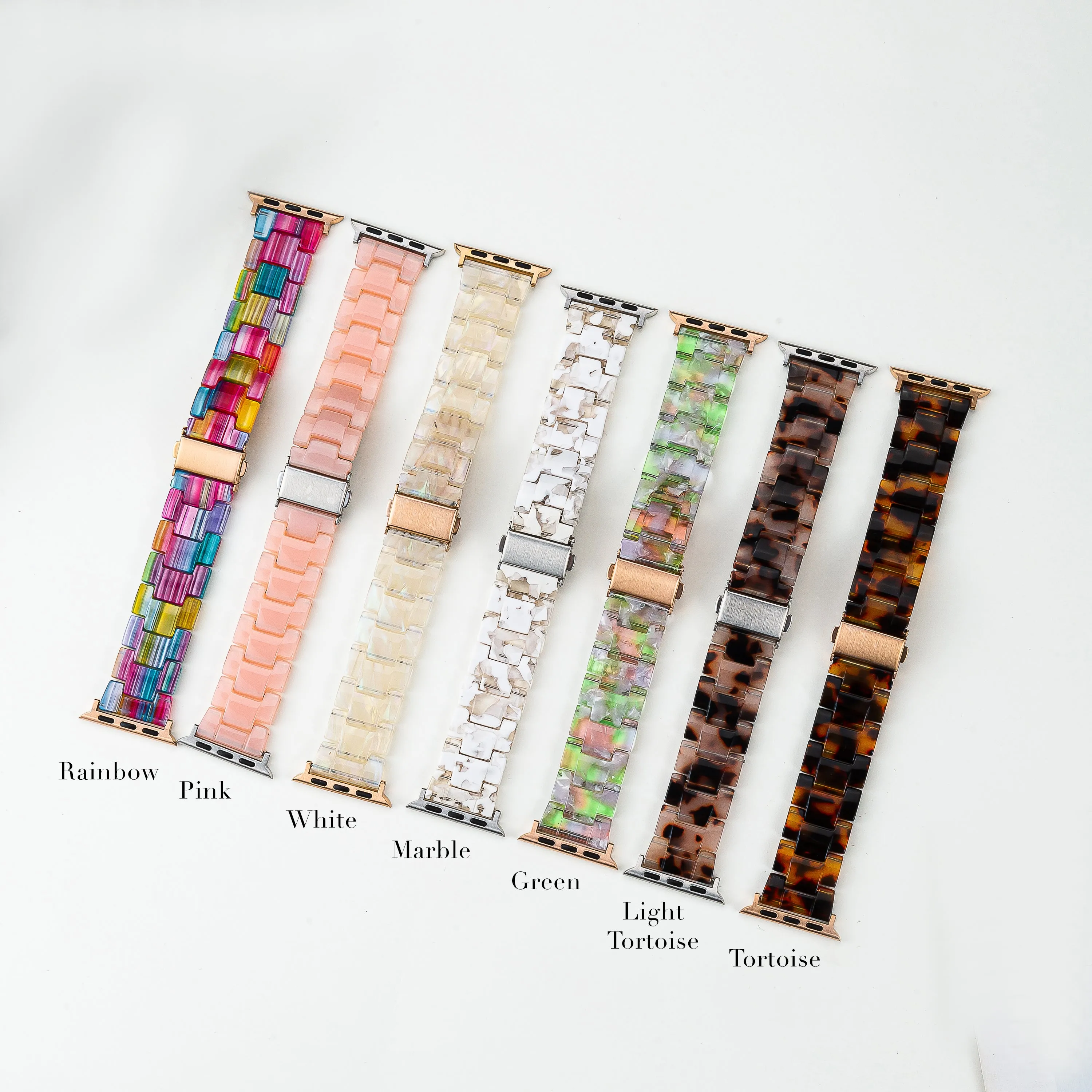 Resin Light Tortoise Strap / Rose Gold Buckle - 38mm, 40mm, 41mm