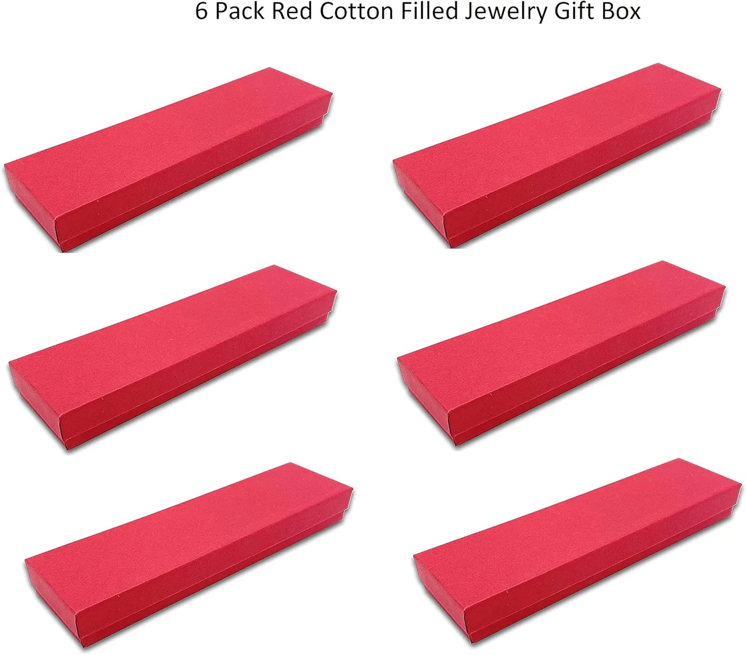 RJ Displays- 6 Pack Red Paper Cardboard Color Cotton Boxes Jewelry Bracelet, Watches, Necklace and Anklet Gift Displays 8" x 2" By RJ Displays (Red)