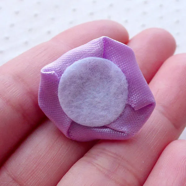 Rose Applique / Satin Ribbon Rose Bud / Fabric Flower Applique (5pcs / 2.5cm / Purple) Bridesmaid Headbands Making Floral Decoration B253
