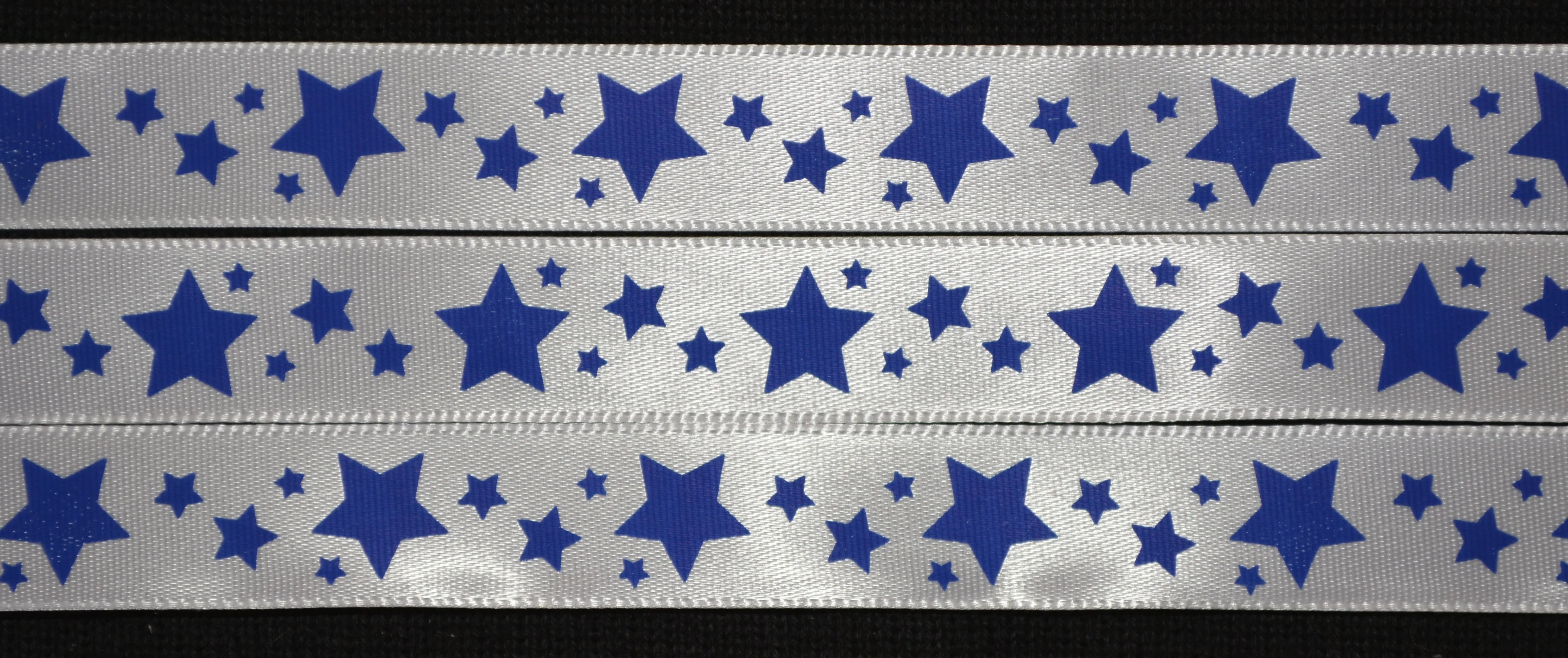 Royal Blue Star Ribbon - 5/8 inch Printed Satin
