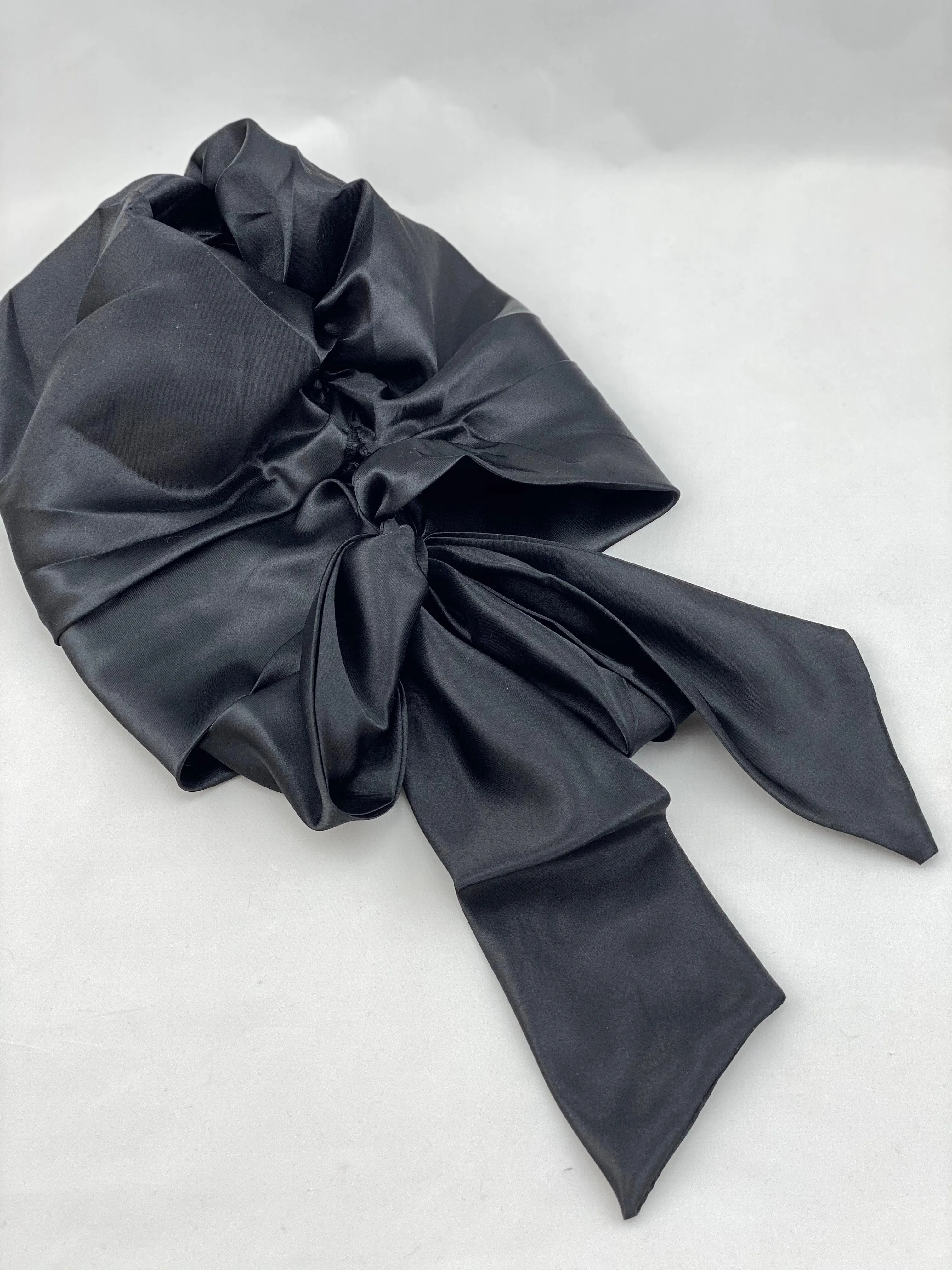 Satin Beanie Wrap - Black