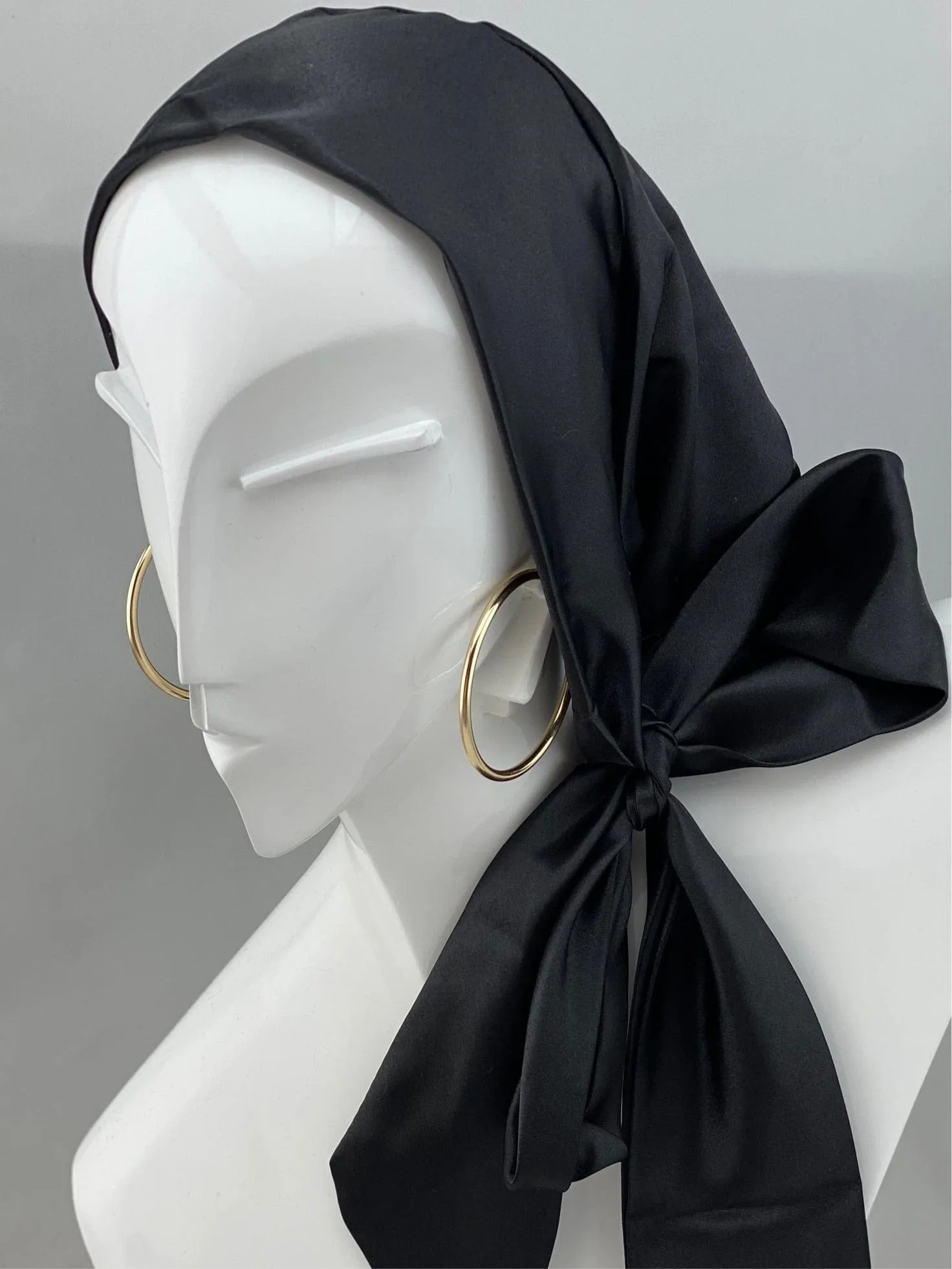 Satin Beanie Wrap - Black