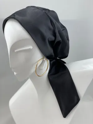 Satin Beanie Wrap - Black