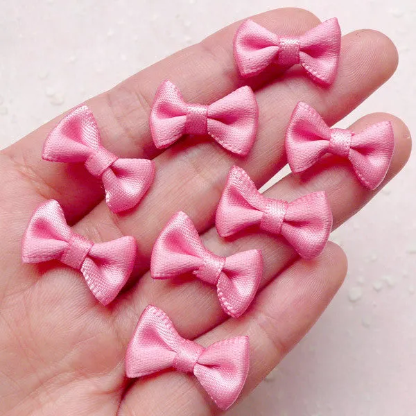 Satin Bow / Mini Fabric Ribbon Bows (8pcs / 20mm x 12mm / Peach Pink) Hair Accessory Jewellery DIY Wedding Party Decoration Packaging Sewing B135