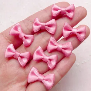 Satin Bow / Mini Fabric Ribbon Bows (8pcs / 20mm x 12mm / Peach Pink) Hair Accessory Jewellery DIY Wedding Party Decoration Packaging Sewing B135