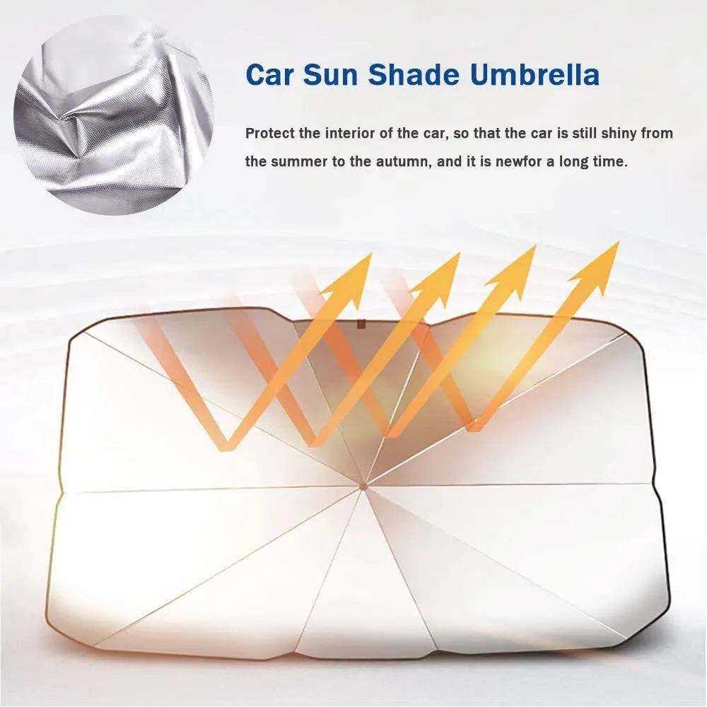 Sedan SUV Car Sun Shade for Windshield UV Rays and Heat Sun Visor Protector,Foldable Windshield Sun Shade Umbrella,Keep Car Cool,Easy to Use/Store,57''x 31''