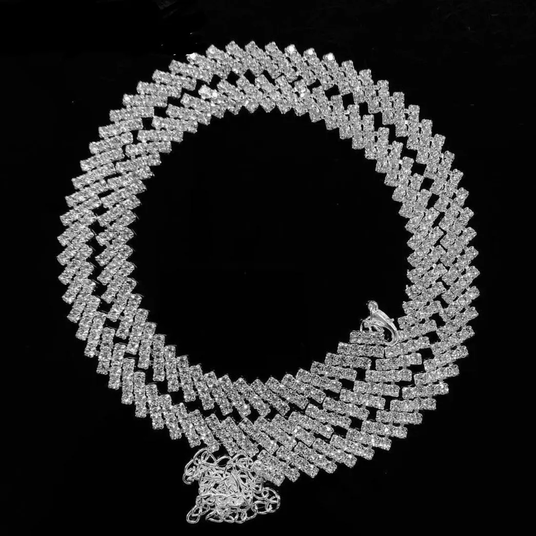 Shiny Silver Crystal Waist Chain