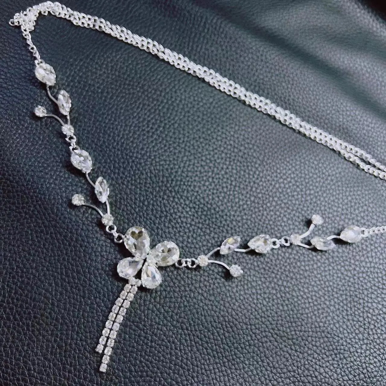 Shiny Silver Crystal Waist Chain
