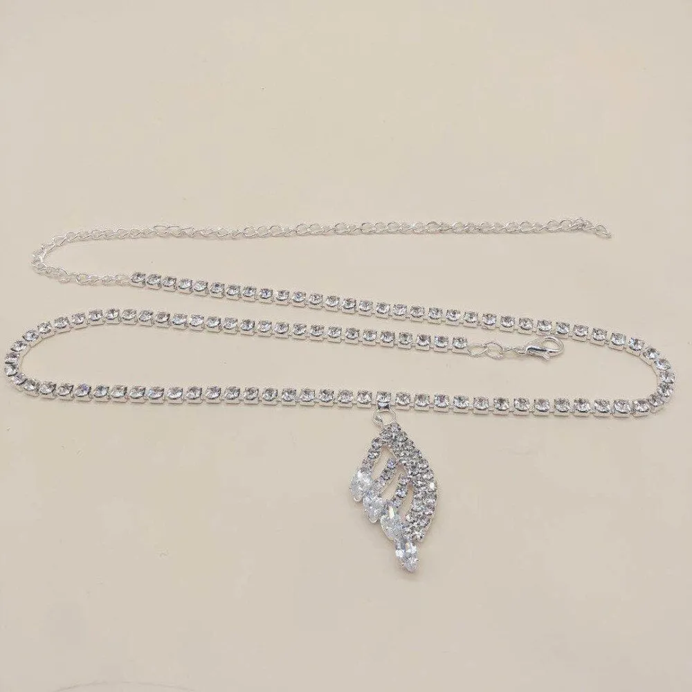 Shiny Silver Crystal Waist Chain