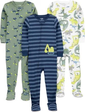 Simple Joys by Carter's baby-boys 3-pack Snug Fit Footed Cotton Pajamas