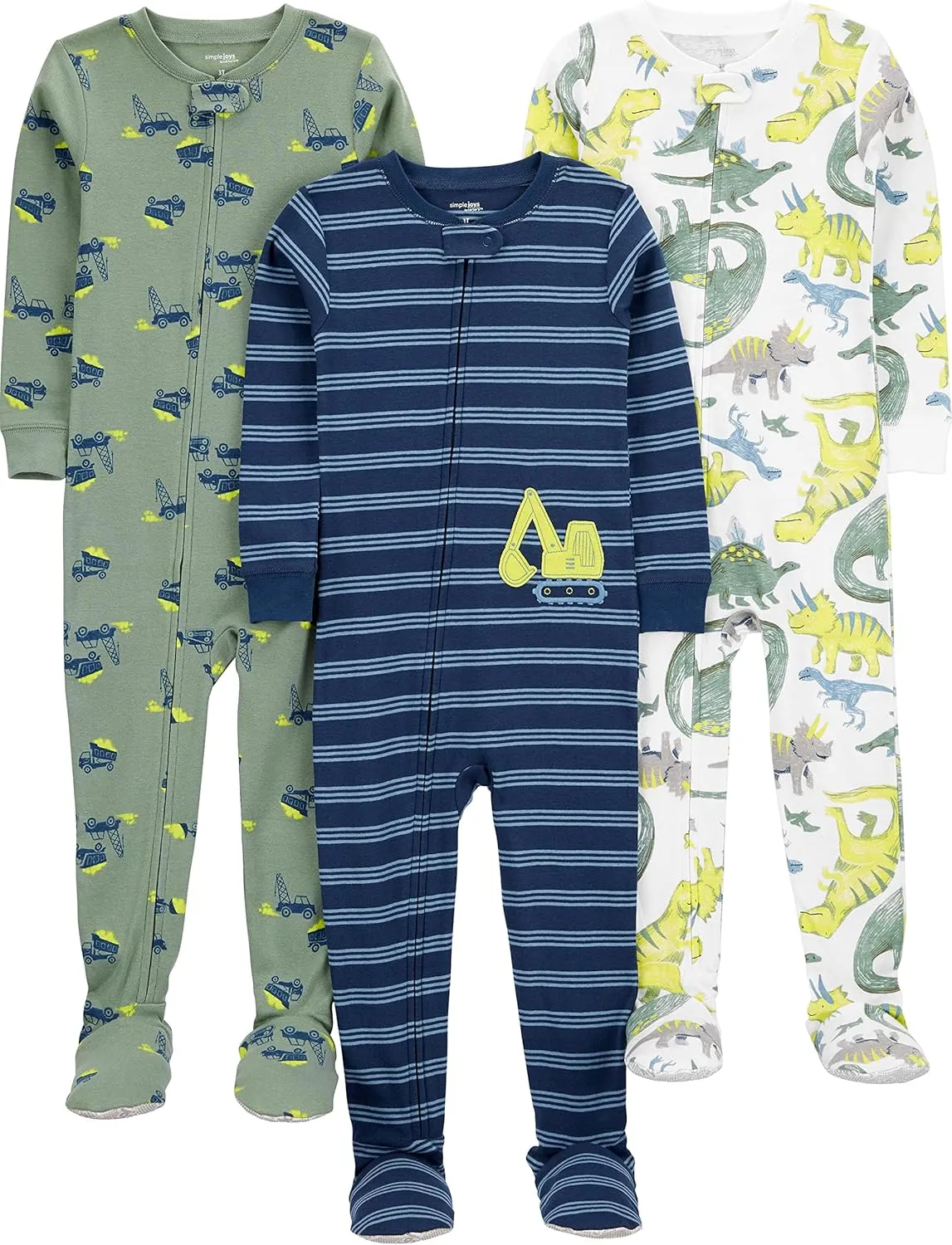 Simple Joys by Carter's baby-boys 3-pack Snug Fit Footed Cotton Pajamas