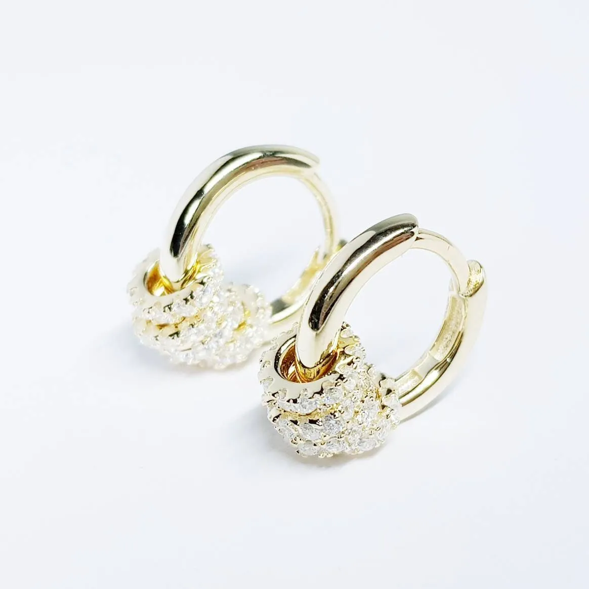 Small plain Gold Filled Hoops with removable cz charms, two earrings in one, mini diamond huggie earrings
