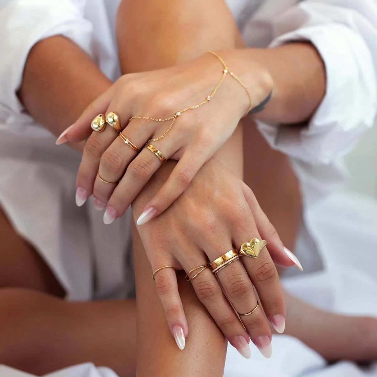 Thin Band and Rope Ring Set