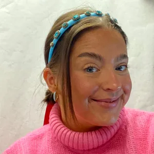 Thin Satin Hairband - Blue