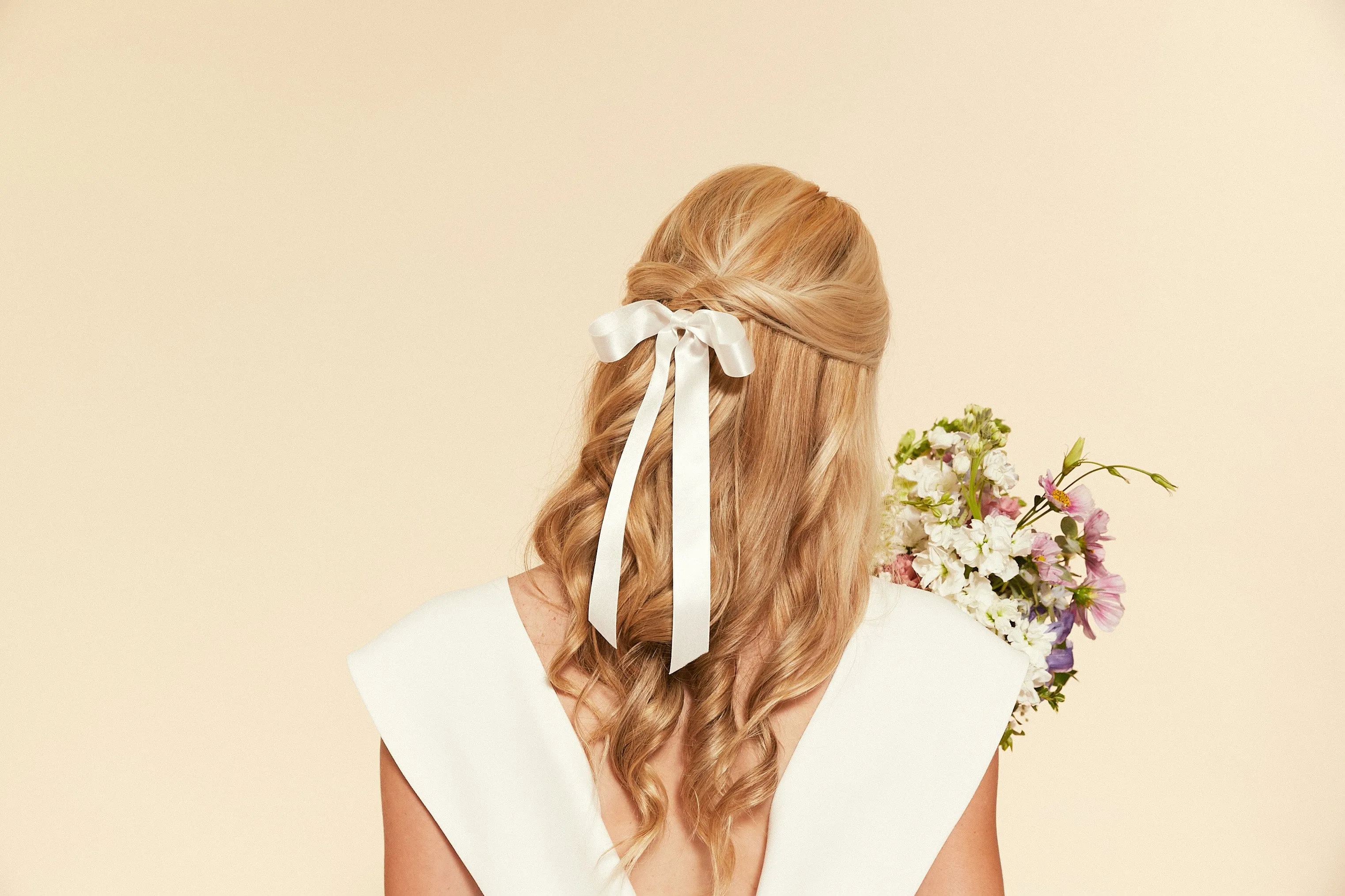 Timeless Romantic Satin Long Bow | 100% Silk Satin | Luxury Designer Bridal Accessories | Made to Order