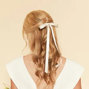 Timeless Romantic Satin Long Bow | 100% Silk Satin | Luxury Designer Bridal Accessories | Made to Order