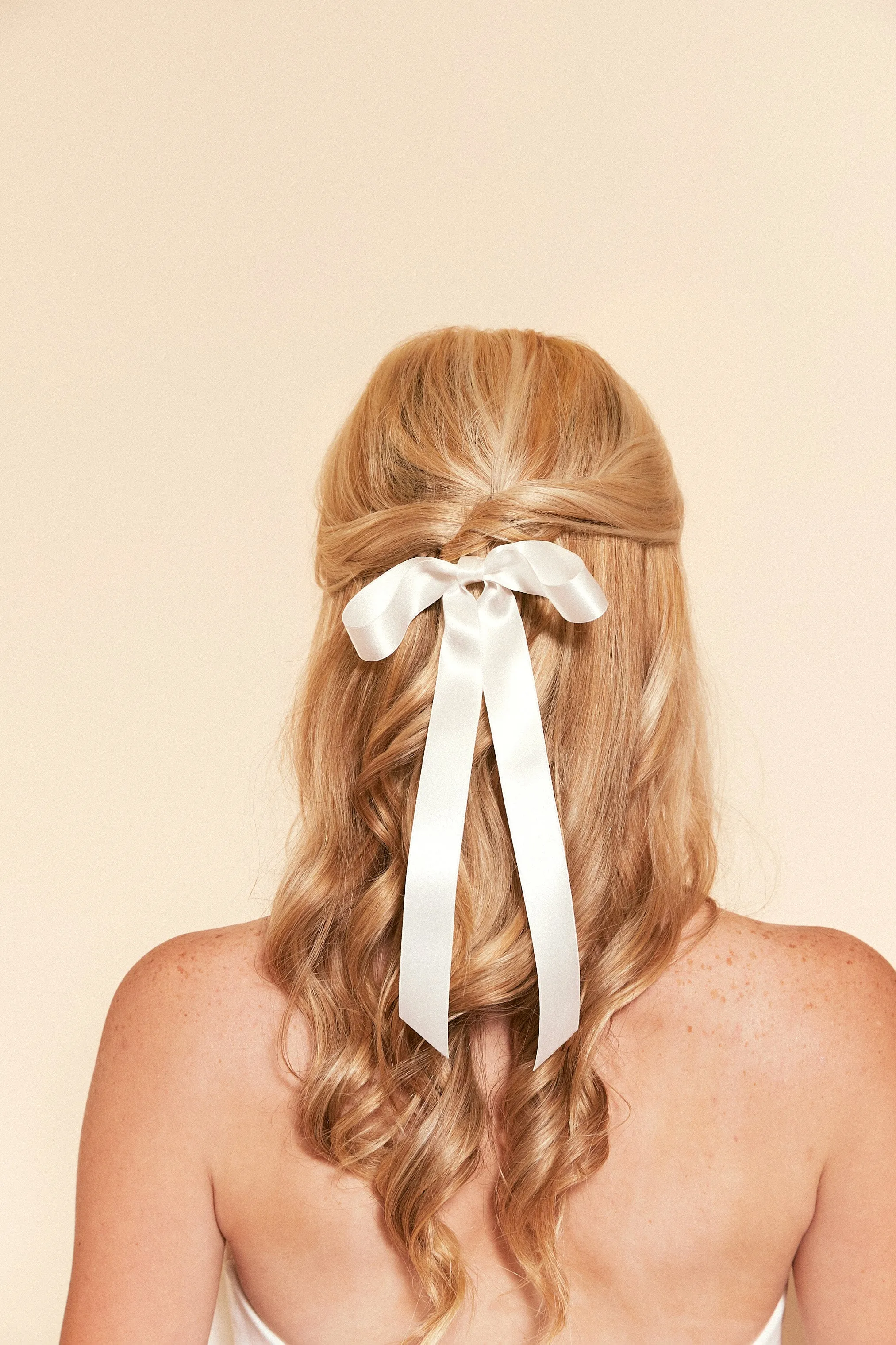 Timeless Romantic Satin Long Bow | 100% Silk Satin | Luxury Designer Bridal Accessories | Made to Order